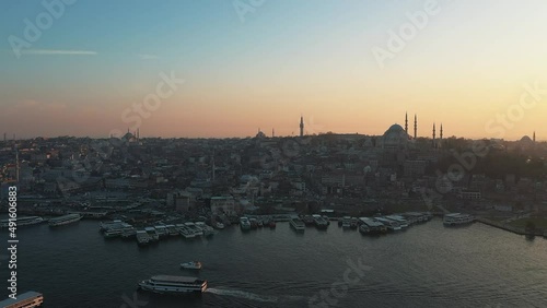 evening view of the whole istanbul from a drone