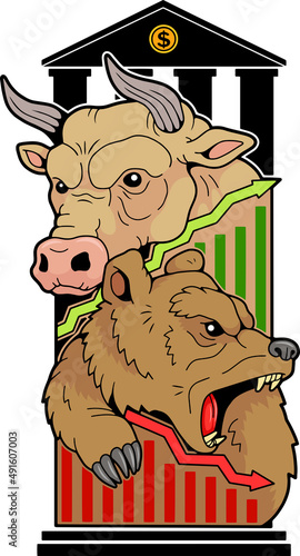 stock bull and bear, vector illustration, finance design