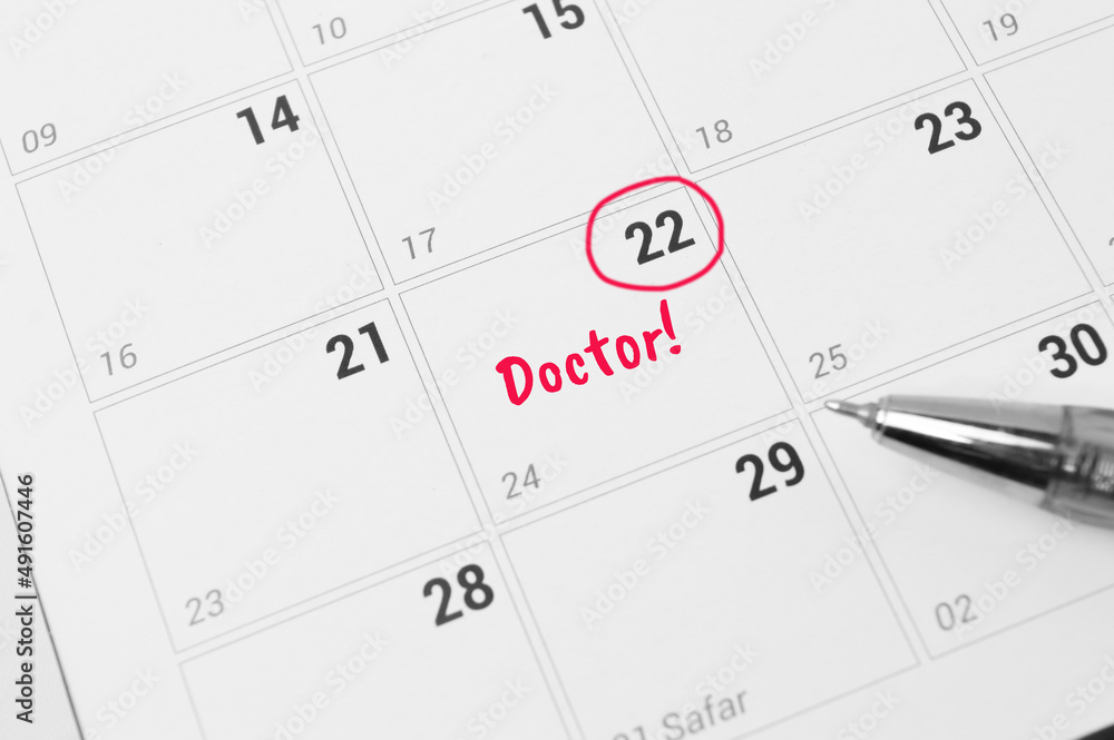 Calender with date highlight for doctor appointment. Calender with date highlight for doctor appointment.