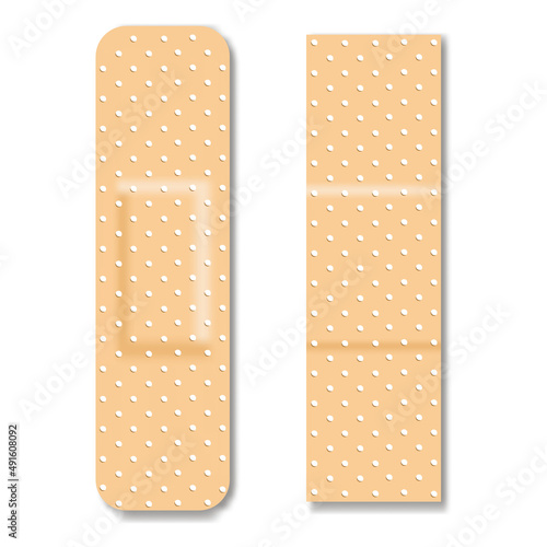 Creative vector illustration of adhesive bandage elastic medical plasters set, wound plasterer or bandaged patch, vector adhesive health care object