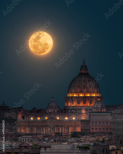 Full moon above St. Peter's Basilica