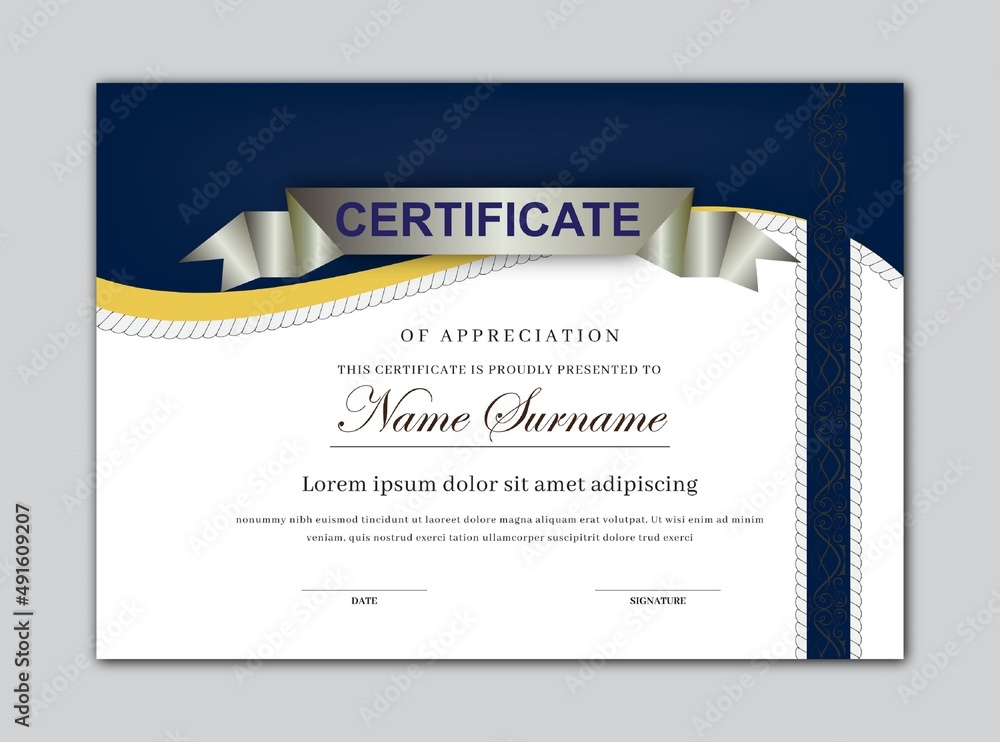 Download the blue color certificate template design. Stock Vector ...