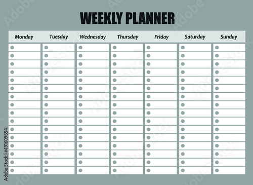Weekly planner template for companies and private use.