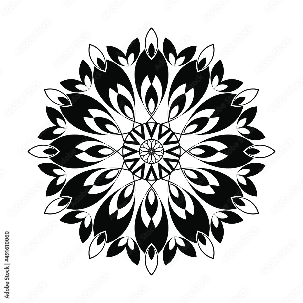 Mandala ornament patterns graphics vector illustration black and white background Premium Vector