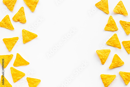 Mexican food background with corn nachos chips
