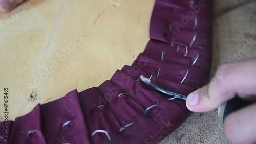 Banner of old worn-out furniture, in the workshop, working process, close-up