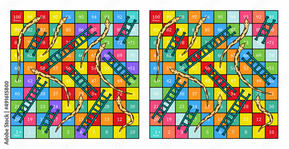 Snake and ladder printable board game vector image. Stock Vector