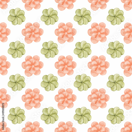 Watercolor seamless digital paper with knitted flowers. Perfect for printing, web, textile design, souvenirs, scrapbooking.