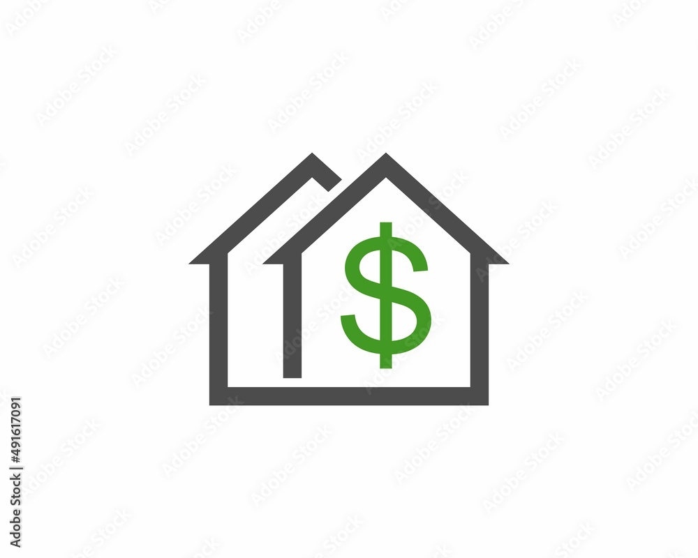 House line with dollar symbol inside House line with dollar symbol inside