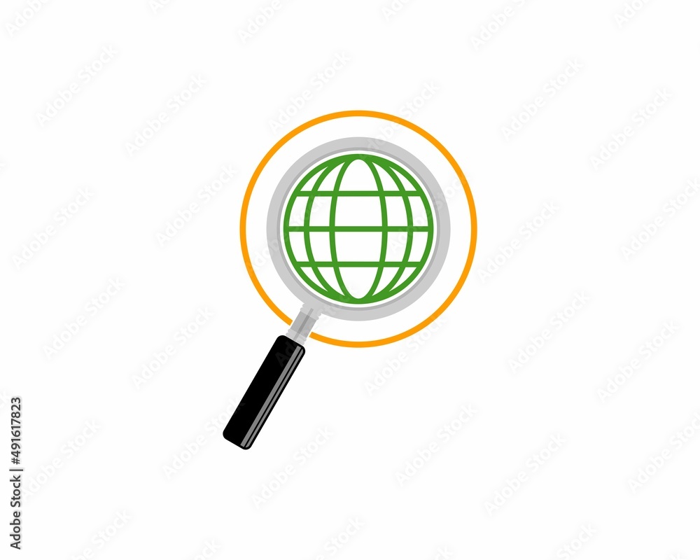 Globe in the magnifying glasses Globe in the magnifying glasses