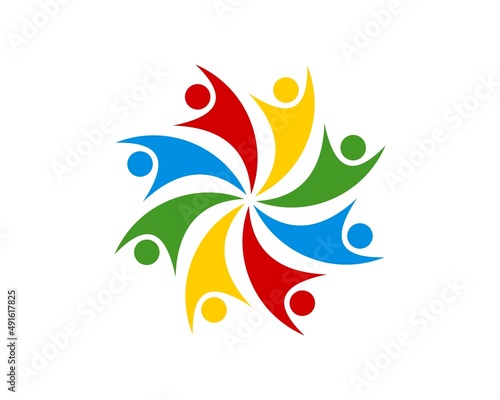 circular healthy people with rainbow colors