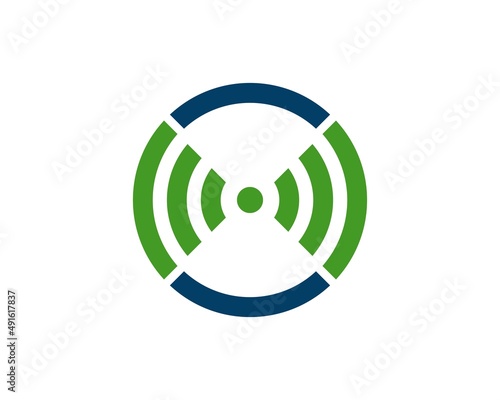 Circle shape with twin wifi symbol inside