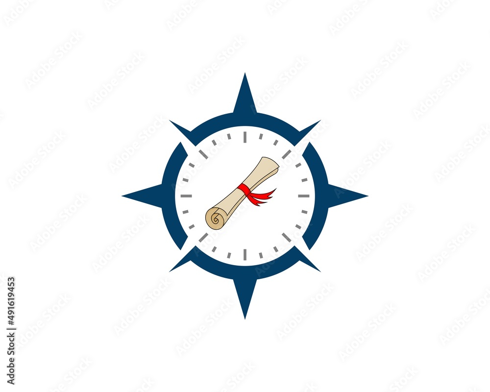 Modern compass with map scroll inside Modern compass with map scroll inside