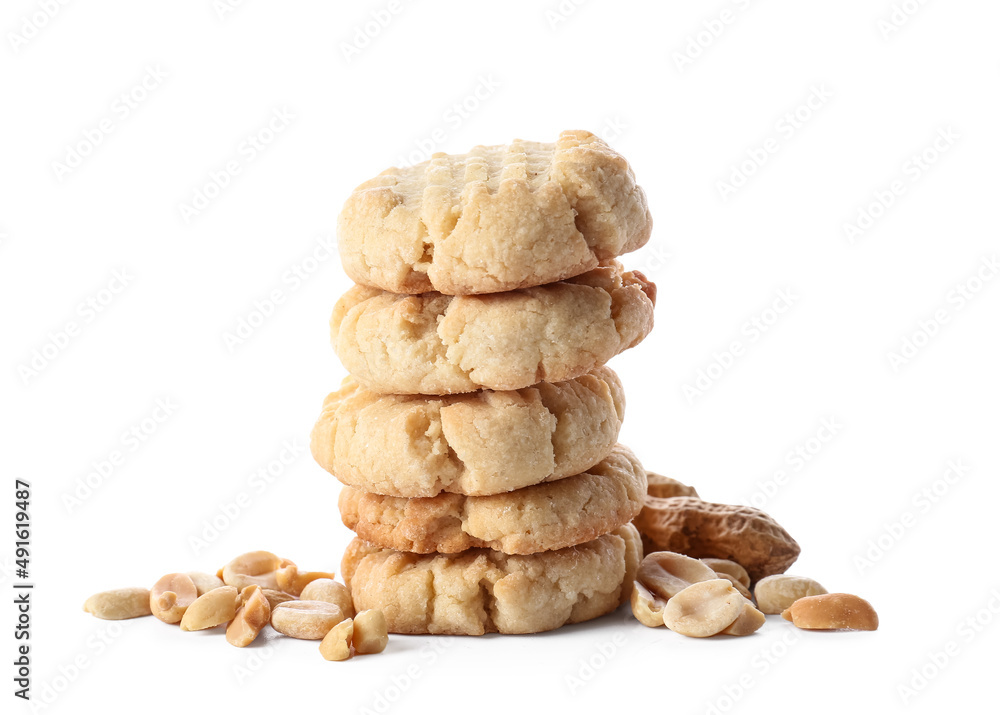 Tasty peanut cookies on white background Tasty peanut cookies on white background
