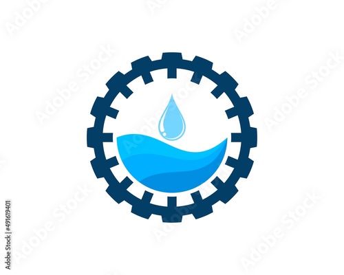 Water mill with beach wave and water drop inside