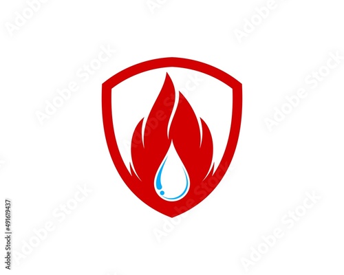 Simple shield with fire and water inside