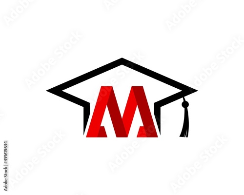 Graduation hat with M letter initial inside