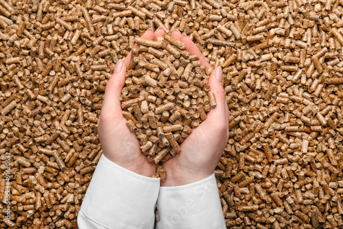 Woman holding heap of wood ...