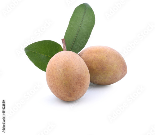 fresh sapote fruits isolated on white background