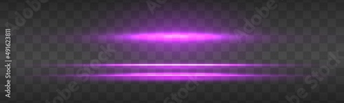 Set of lens flares, horizontal purple light line.