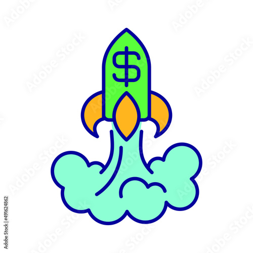 investment in a startup. Color icon