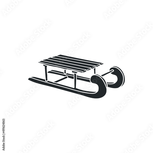 Sled Icon Silhouette Illustration. Snow Transport Sport Vector Graphic Pictogram Symbol Clip Art. Doodle Sketch Black Sign.