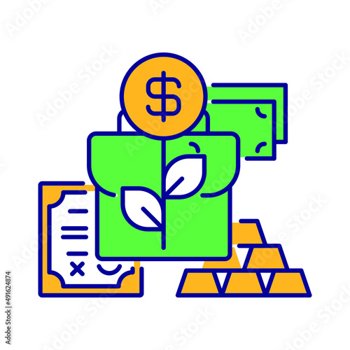 growth of the investment portfolio with different investments. Color icon