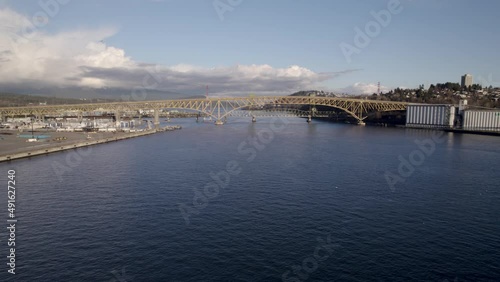 Wallpaper Mural Ironworkers Memorial Bridge or Second Narrows Bridge, Vancouver in British Columbia, Canada. Aerial forward Torontodigital.ca