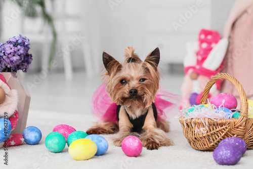 Cute small dog with Easter ...