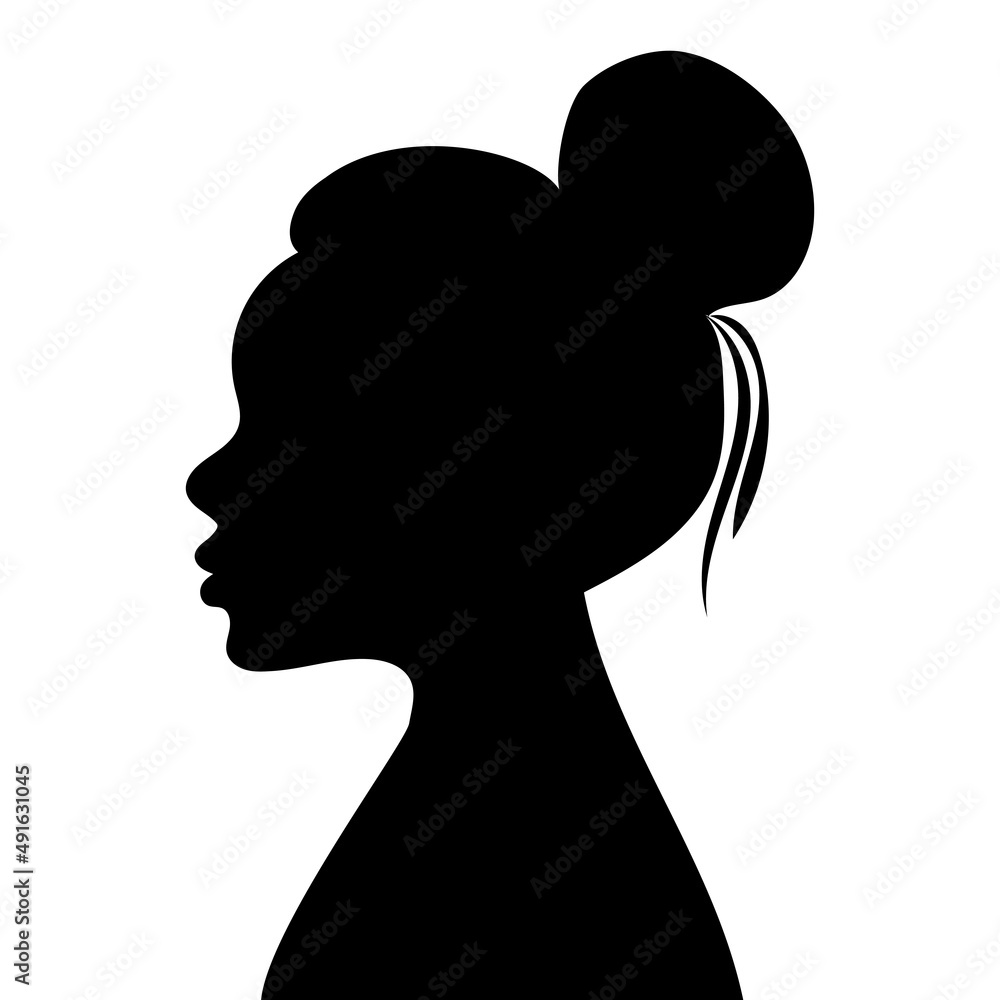 woman profile face silhouette, isolated