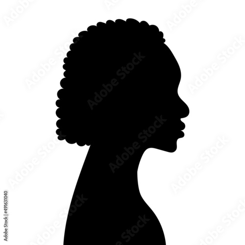 african woman profile face silhouette, isolated vector