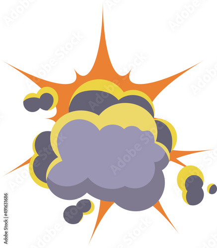 Explosion and Bang Effect with Cloud of Smoke as High-pressure Gase Release. Bomb Detonation and Blast with Explosive Splash