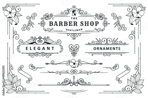 Elegant ornamental curls border, royal ornaments and vintage filigree ornament corner vector