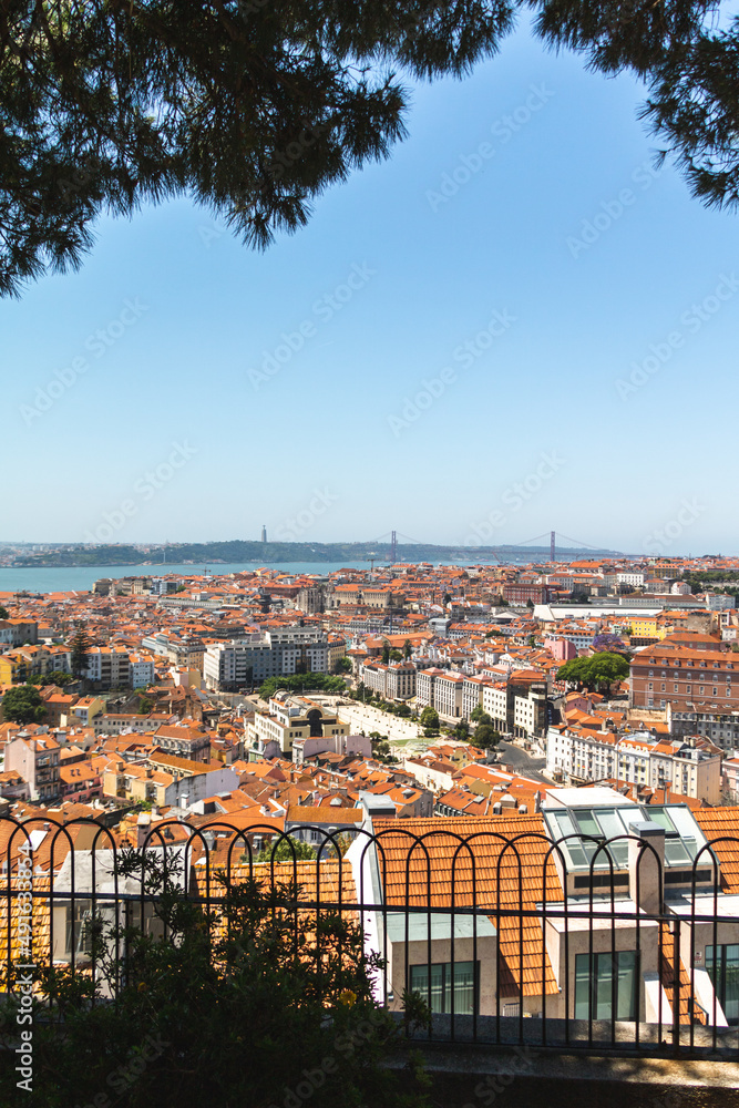 A spectacular view of Lisbon and the 25 of April bridge