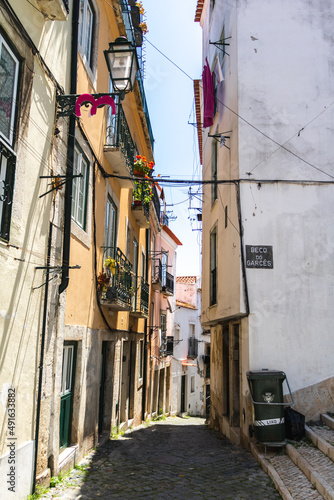A beautiful narrow street in Alfama, Lisbon