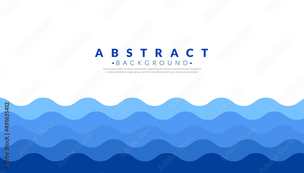 Blue Water wave line deep sea pattern background. Paper cut style concept. Vector illustration. - obrazy, fototapety, plakaty 