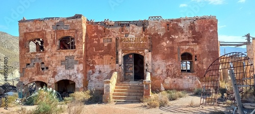 ElCondor is a western town in the Tabernas desert, for a movie theater, movie set house, building for movies, decorated abandoned movie, Almeria, Andalusia, Spain