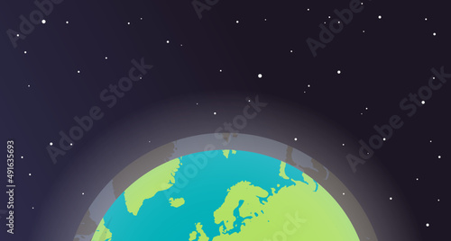 Space exploration astronautics technology and around earth flat vector illustration.
