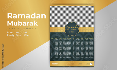 Ramadan Calendar 2022 Design Template photo
