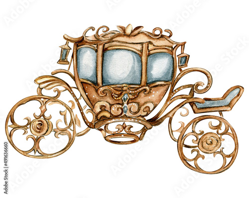Slika na platnu Set for Cinderella, mouse, old books, mirrow, carriage, crown, magic wand