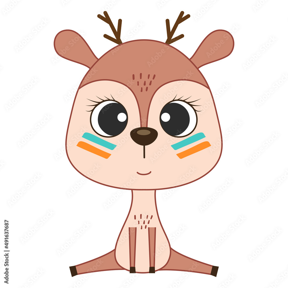 Cute cartoon deer. Woodland animals. Vector illustration. Cute cartoon deer. Woodland animals. Vector illustration.
