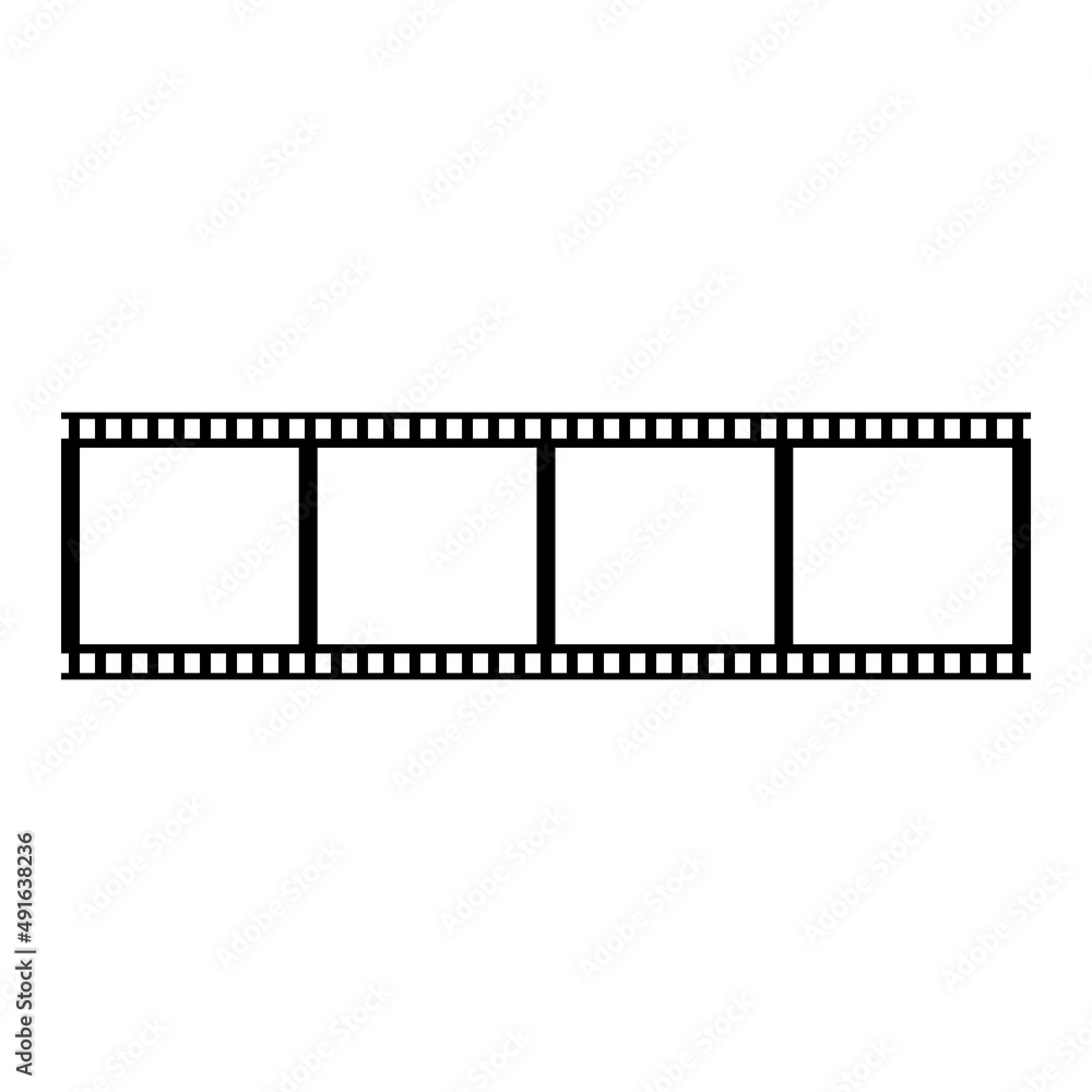 Fototapeta premium Film strip isolated vector icon. Retro picture with film strip icon. Film strip roll. Video tape photo film strip frame vector.