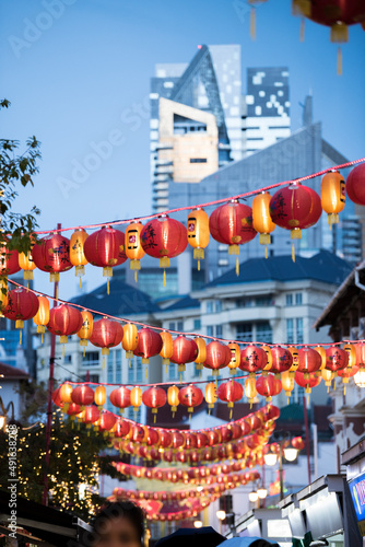 Singapore -September 08,2019: Chinatown in Singapore decorated with Chinese lanterns to celebrate Chinese New Year.
