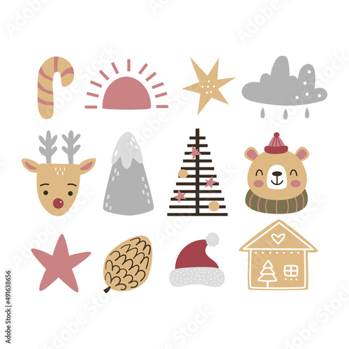Christmas collection with traditional Christmas symbols and decorative elements.