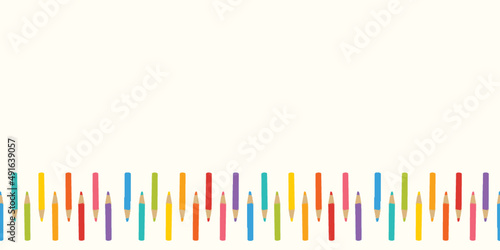 Vector seamless pattern with colorful and rainbow pencils.
For frame and border.