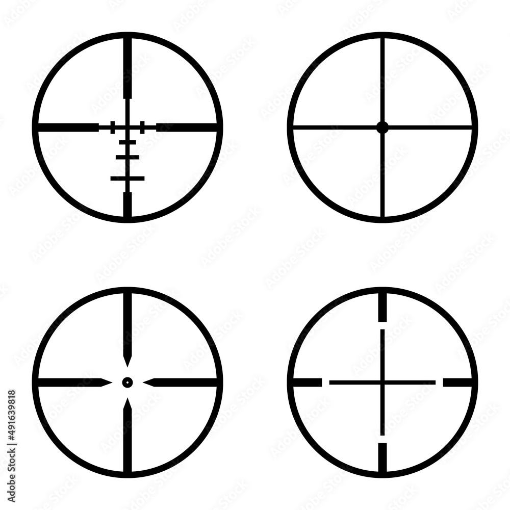 Crosshairs Flat Icon Set Isolated On White Background Crosshairs Flat Icon Set Isolated On White Background