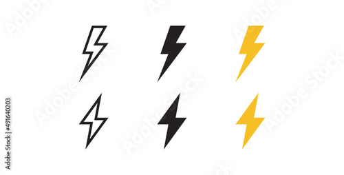 Lightning and voltage flat vector illustration.
