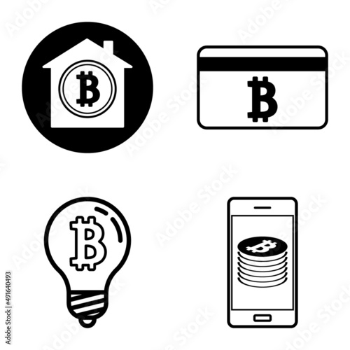 Bitcoins1-2 Flat Icon Set Isolated On White Background