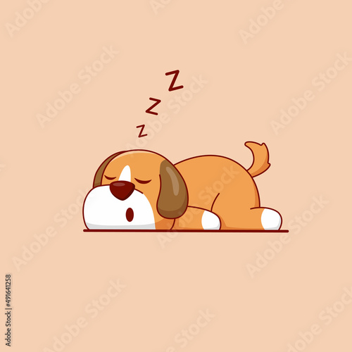 Cartoon cute dog sleeping. Vector illustration