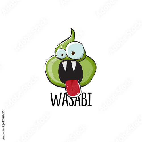 cartoon wasabi smiling character isolated on white background. green wasabi paste